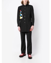 schwarzes Langarmhemd mit geometrischem Muster von Comme Des Garcons Homme Plus