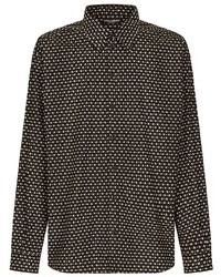 schwarzes Langarmhemd mit geometrischem Muster von Dolce & Gabbana
