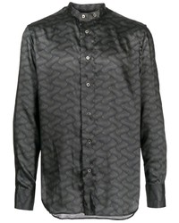 schwarzes Langarmhemd mit geometrischem Muster von Emporio Armani