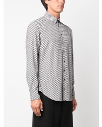 schwarzes Langarmhemd mit geometrischem Muster von Giorgio Armani