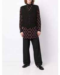 schwarzes Langarmhemd mit geometrischem Muster von Yohji Yamamoto