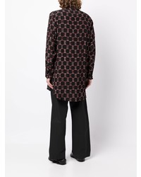 schwarzes Langarmhemd mit geometrischem Muster von Yohji Yamamoto