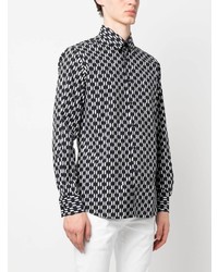 schwarzes Langarmhemd mit geometrischem Muster von Karl Lagerfeld