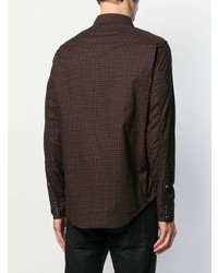 schwarzes Langarmhemd mit geometrischem Muster von Saint Laurent