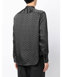 schwarzes Langarmhemd mit geometrischem Muster von Emporio Armani