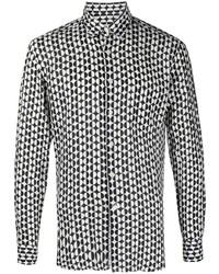 schwarzes Langarmhemd mit geometrischem Muster von PENINSULA SWIMWEA