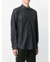 schwarzes Langarmhemd mit Hahnentritt-Muster von Pal Zileri