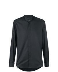 schwarzes Langarmhemd mit Hahnentritt-Muster von Pal Zileri
