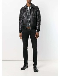 schwarzes Langarmhemd mit Karomuster von Saint Laurent
