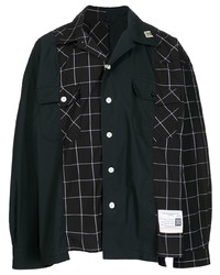 schwarzes Langarmhemd mit Karomuster von Maison Mihara Yasuhiro