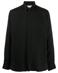 schwarzes Langarmhemd mit Karomuster von Saint Laurent