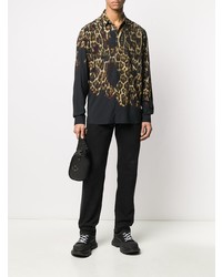 schwarzes Langarmhemd mit Leopardenmuster von Just Cavalli