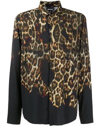 schwarzes Langarmhemd mit Leopardenmuster von Just Cavalli