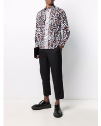 schwarzes Langarmhemd mit Leopardenmuster von Black Comme Des Garçons