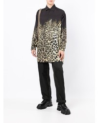 schwarzes Langarmhemd mit Leopardenmuster von Roberto Cavalli