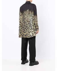 schwarzes Langarmhemd mit Leopardenmuster von Roberto Cavalli