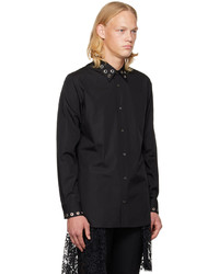 schwarzes Langarmhemd mit Lochstickerei von Alexander McQueen