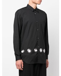 schwarzes Langarmhemd mit Lochstickerei von Comme Des Garcons SHIRT