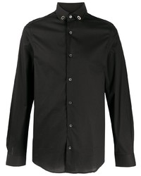 schwarzes Langarmhemd mit Lochstickerei von Les Hommes