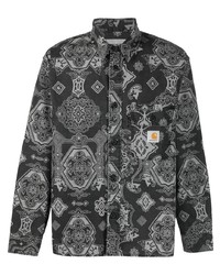 schwarzes Langarmhemd mit Paisley-Muster von Carhartt WIP