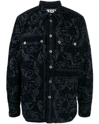 schwarzes Langarmhemd mit Paisley-Muster von Diesel
