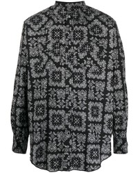 schwarzes Langarmhemd mit Paisley-Muster von Engineered Garments
