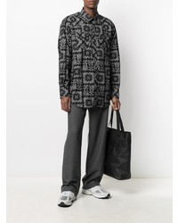 schwarzes Langarmhemd mit Paisley-Muster von Engineered Garments