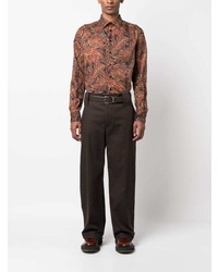 schwarzes Langarmhemd mit Paisley-Muster von Etro