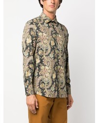 schwarzes Langarmhemd mit Paisley-Muster von Etro