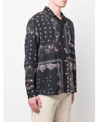 schwarzes Langarmhemd mit Paisley-Muster von Etro