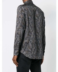 schwarzes Langarmhemd mit Paisley-Muster von Etro