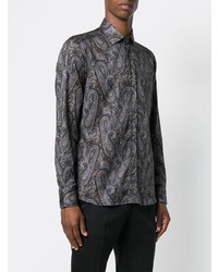 schwarzes Langarmhemd mit Paisley-Muster von Etro