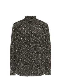schwarzes Langarmhemd mit Paisley-Muster von Saint Laurent