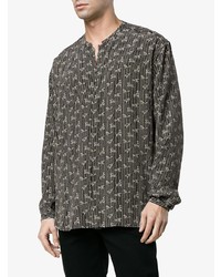 schwarzes Langarmhemd mit Paisley-Muster von Saint Laurent