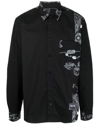 schwarzes Langarmhemd mit Paisley-Muster von VERSACE JEANS COUTURE