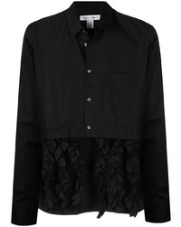 schwarzes Langarmhemd mit Rüschen von Comme Des Garcons SHIRT
