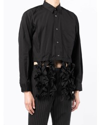 schwarzes Langarmhemd mit Rüschen von Comme Des Garcons SHIRT