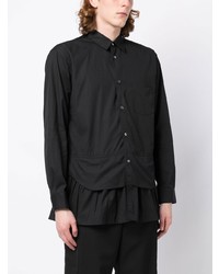 schwarzes Langarmhemd mit Rüschen von Comme Des Garcons SHIRT