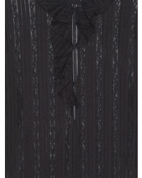 schwarzes Langarmhemd mit Rüschen von Saint Laurent