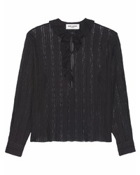 schwarzes Langarmhemd mit Rüschen von Saint Laurent