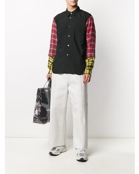 schwarzes Langarmhemd mit Schottenmuster von Comme Des Garcons Homme Plus