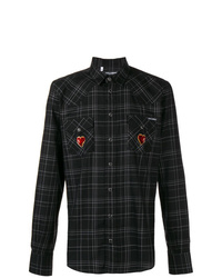 schwarzes Langarmhemd mit Schottenmuster von Dolce & Gabbana