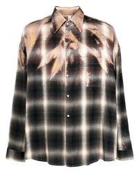 schwarzes Langarmhemd mit Schottenmuster von Giorgio Brato