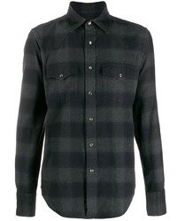 schwarzes Langarmhemd mit Schottenmuster von Tom Ford