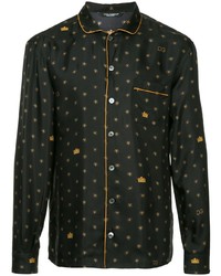 schwarzes Langarmhemd mit Sternenmuster von Dolce & Gabbana