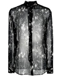 schwarzes Langarmhemd mit Sternenmuster von DSQUARED2