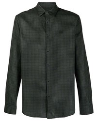 schwarzes Langarmhemd mit Vichy-Muster von Armani Exchange