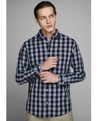 schwarzes Langarmhemd mit Vichy-Muster von Jack & Jones