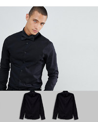 schwarzes Langarmhemd von ASOS DESIGN