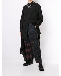 schwarzes Langarmhemd von Yohji Yamamoto